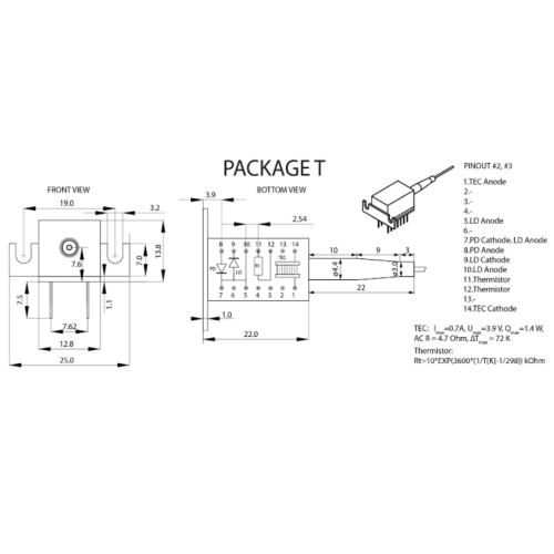 Fiber FC/APC 14pin DIL Internal TE Cooler 2.5Gbps 1570nm DFB Laser